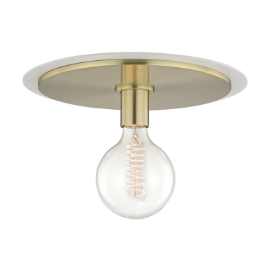 Mitzi 1 Light Flush Mount in Aged Brass/Soft Off White H137501L-AGB/WH