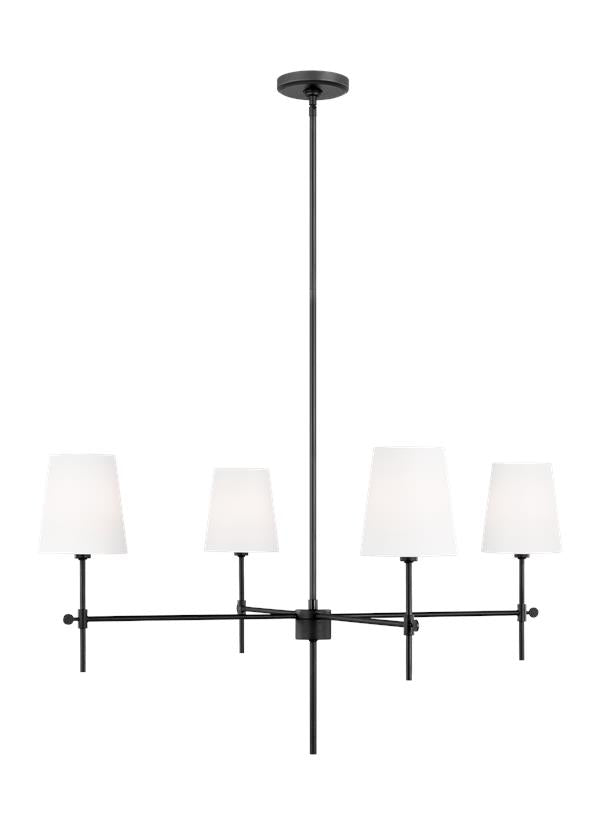 Visual Comfort Studio Thomas O'Brien Baker Four Light Large Chandelier in Midnight Black 3287204-112