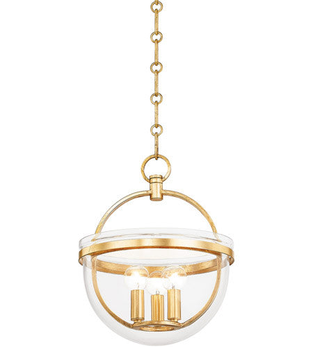 Hudson Valley Lighting Malloy 3 Light Lantern in Vintage Gold Leaf 3315-VGL