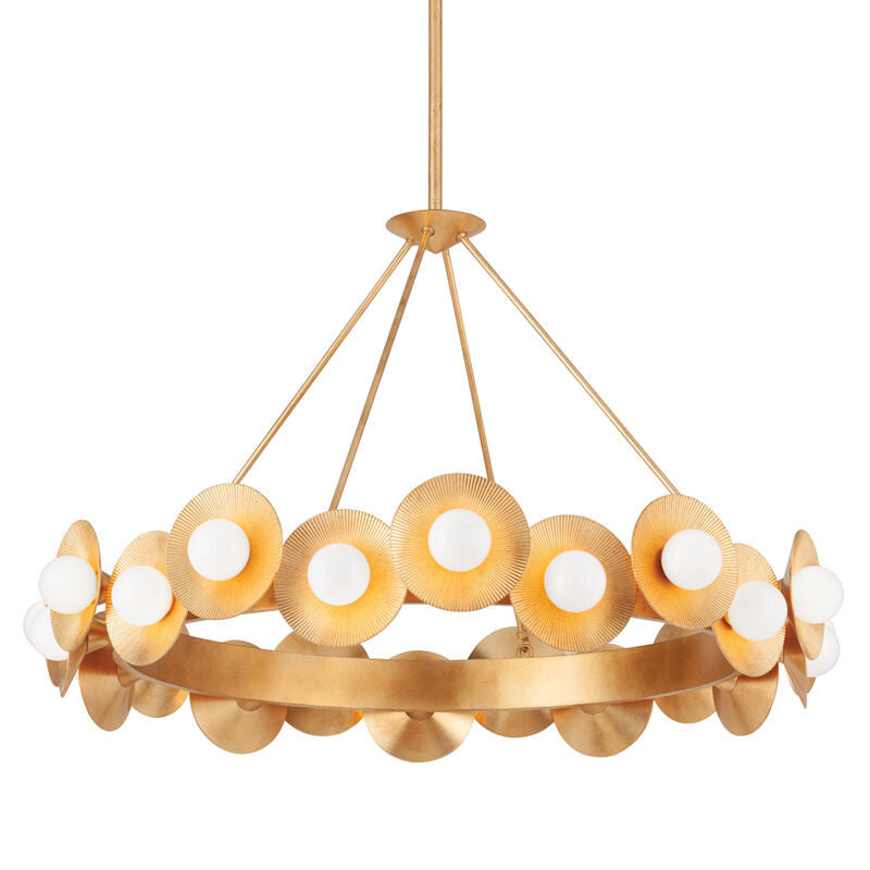 Corbett Lighting Emerald Chandelier in Vintage Gold Leaf 333-45-VGL