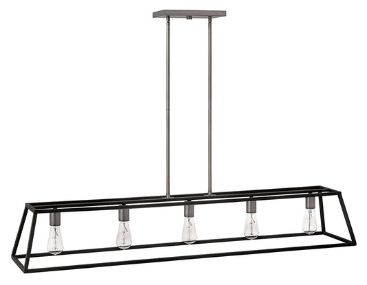 Hinkley Lighting Fulton Five Light Open Frame Linear Aged Zinc 3335DZ