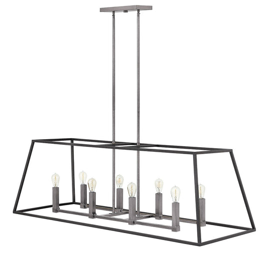 Hinkley Lighting Fulton Eight Light Open Frame Linear Aged Zinc 3338DZ