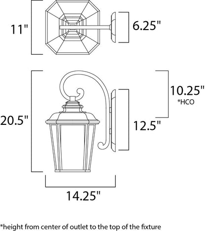 Maxim Radcliffe 1-Light Large Outdoor Wall in Black Oxide 3346WFBO