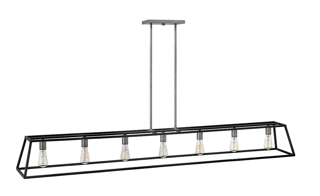 Hinkley Lighting Fulton Seven Light Open Frame Linear Aged Zinc 3355DZ