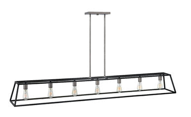 Hinkley Lighting Fulton Seven Light Open Frame Linear Aged Zinc 3355DZ