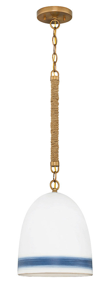 Hinkley Lighting Nash Small Pendant Heirloom Brass with Navy Stripe 3364HR-NV