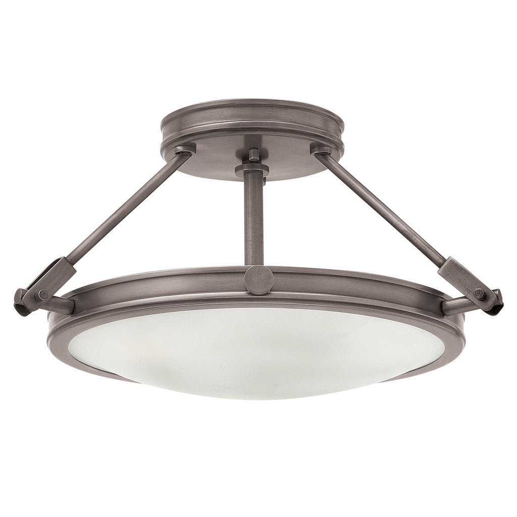 Hinkley Lighting Collier Small LED Semi-Flush Mount Antique Nickel Integrated LED Bulb(s) 3381AN-LED