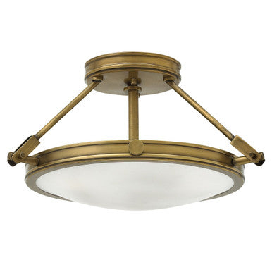 Hinkley Lighting Collier Small LED Semi-Flush Mount Heritage Brass Integrated LED Bulb(s) 3381HB-LED