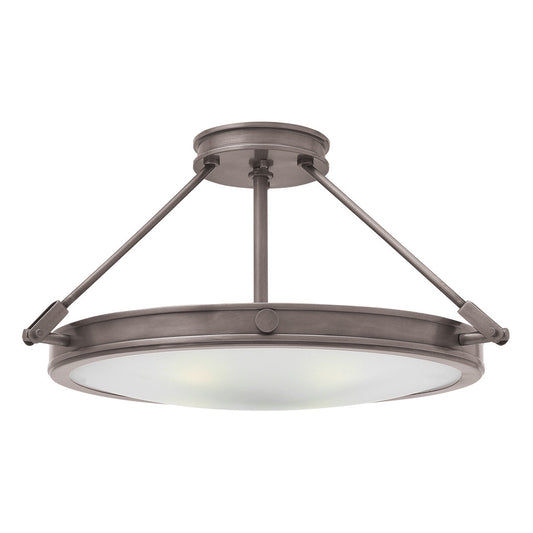 Hinkley Lighting Collier Medium LED Semi-Flush Mount Antique Nickel Integrated LED Bulb(s) 3382AN-LED