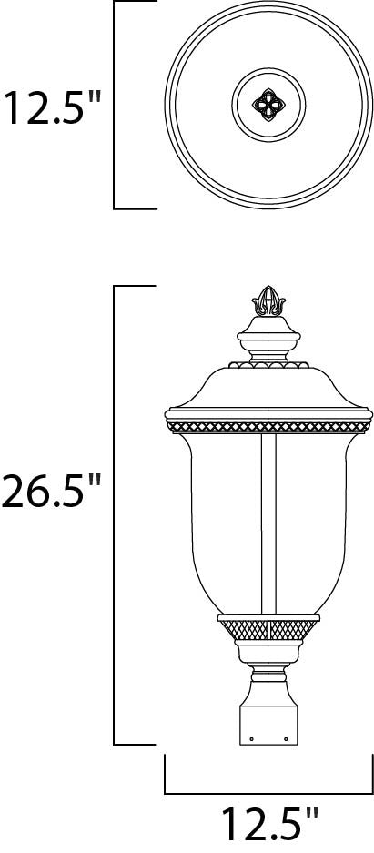 Maxim Carriage House DC 3-LT Outdoor Pole/Post Lantern in Oriental Bronze 3420WGOB