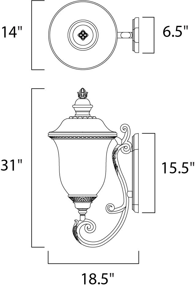 Maxim Carriage House DC 3-Light Outdoor Wall Lantern in Oriental Bronze 3425WGOB