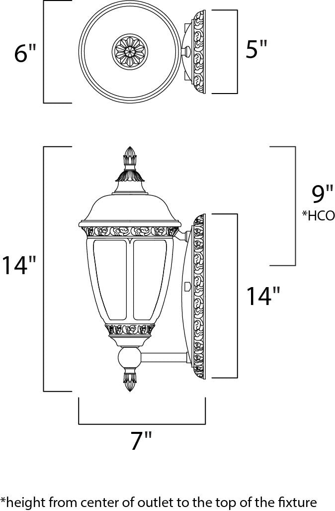 Maxim Knob Hill Cast 1-Light Outdoor Wall Lantern in Sienna 3462CDSE