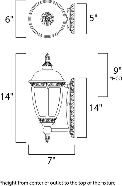 Maxim Knob Hill Cast 1-Light Outdoor Wall Lantern in Sienna 3462CDSE