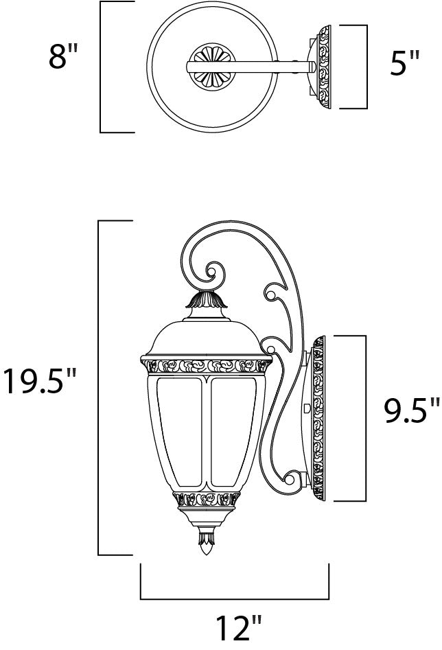 Maxim Knob Hill Cast 3-Light Outdoor Wall Lantern in Sienna 3464CDSE