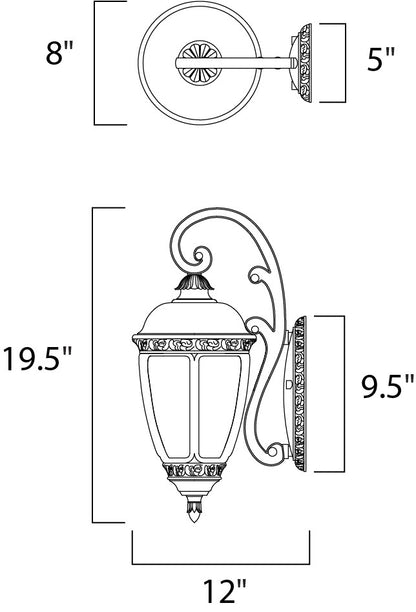 Maxim Knob Hill Cast 3-Light Outdoor Wall Lantern in Sienna 3464CDSE