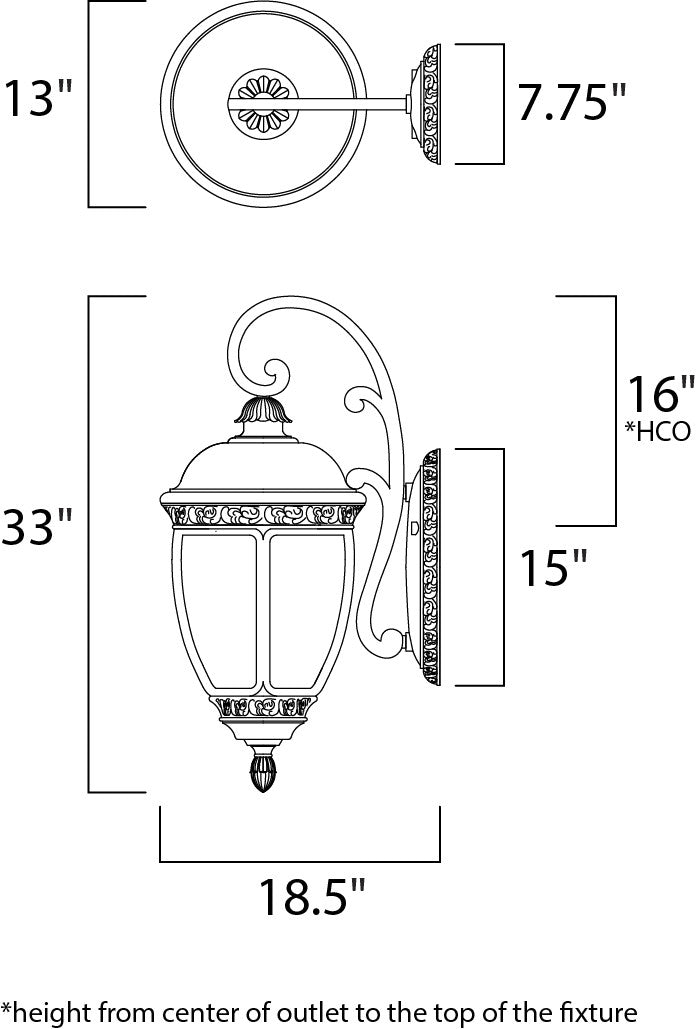 Maxim Knob Hill Cast 3-Light Outdoor Wall Lantern in Sienna 3466CDSE