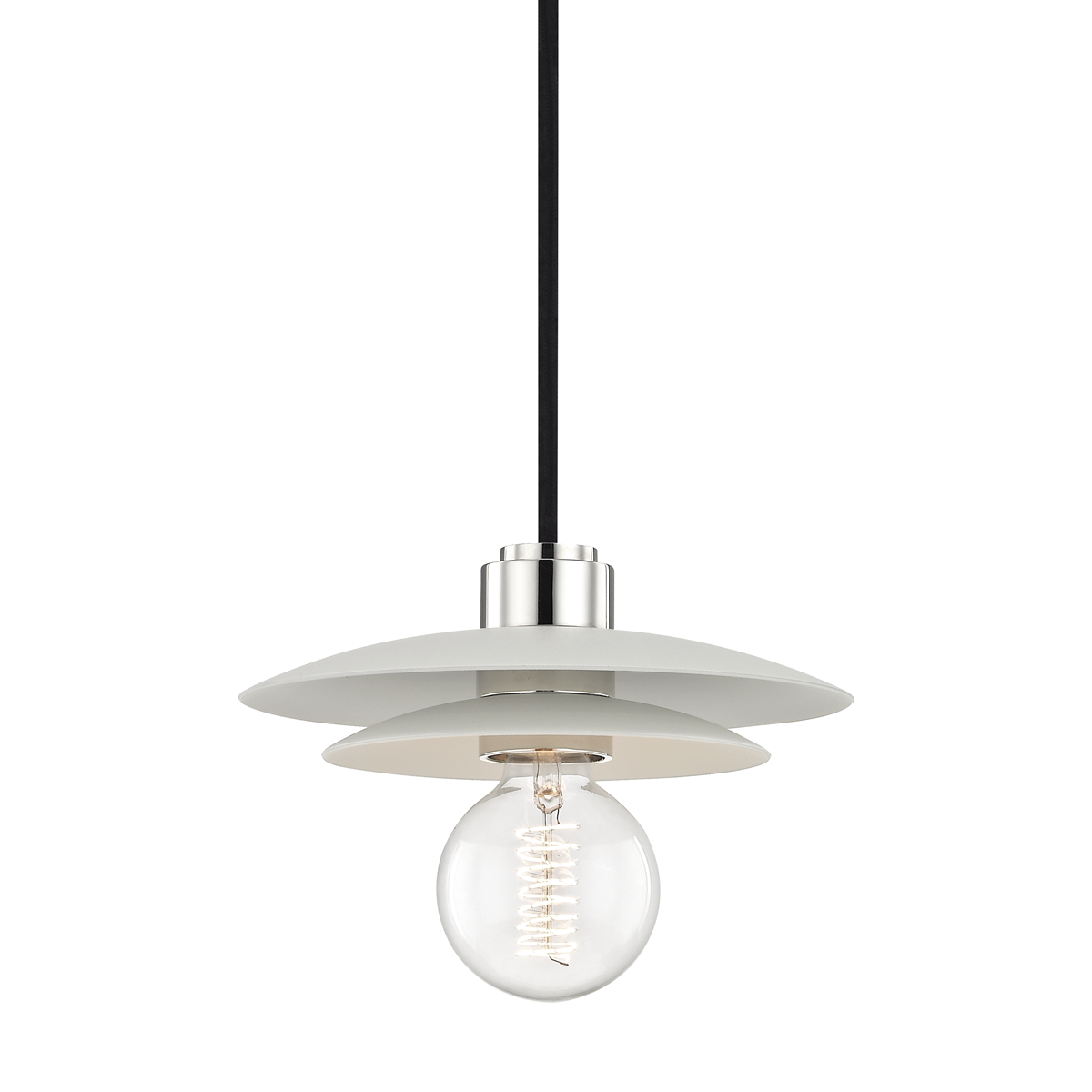 Mitzi 1 Light Pendant in Polished Nickel/White H175701S-PN/WH