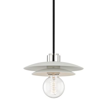 Mitzi 1 Light Pendant in Polished Nickel/White H175701S-PN/WH