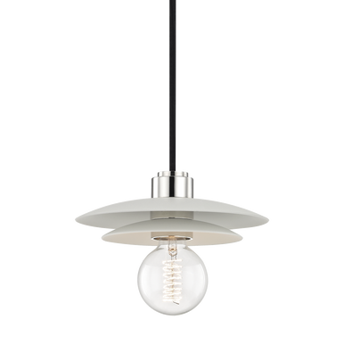 Mitzi 1 Light Pendant in Polished Nickel/White H175701S-PN/WH