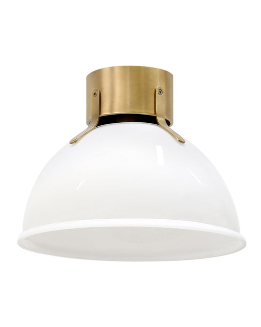 Hinkley Lighting Argo Small Flush Mount Heritage Brass with Cased Opal Glass 3481HB-CO