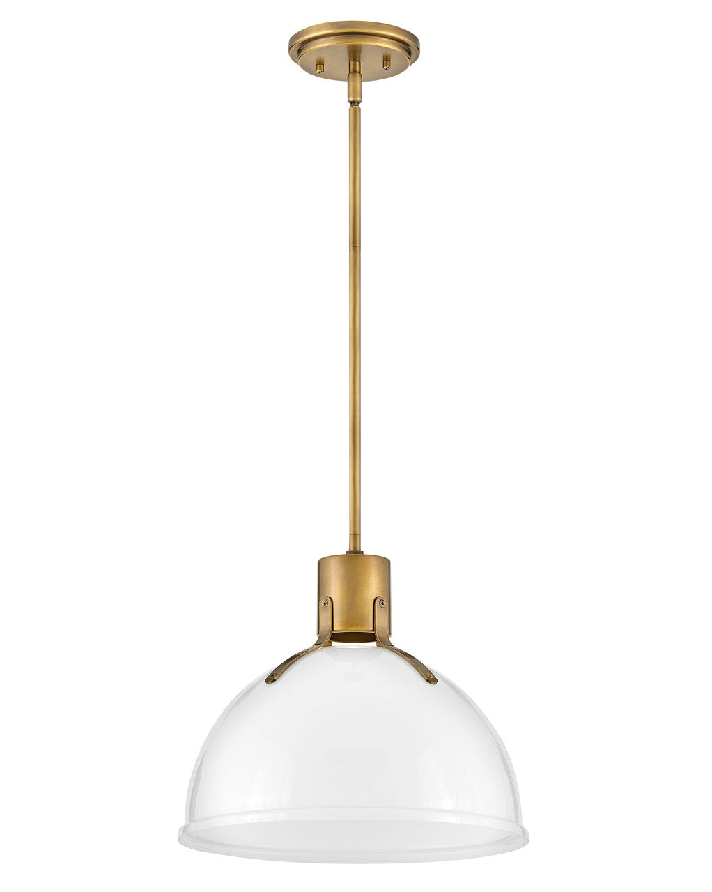 Hinkley Lighting Argo Small Pendant in Heritage Brass with Cased Opal Glass 3487HB-CO