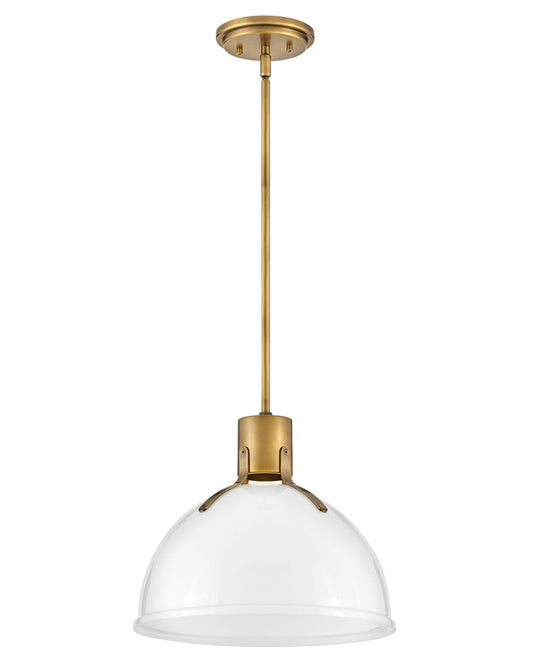 Hinkley Lighting Argo Small Pendant in Heritage Brass with Cased Opal Glass 3487HB-CO