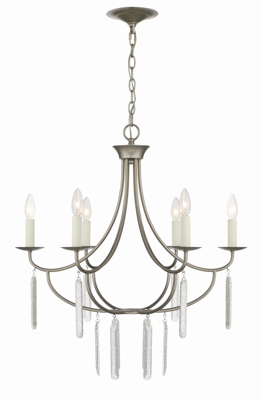 Lumanity Lighting Ella 6-Light Classic Candle Chandelier in Painted Silver  L090-0028