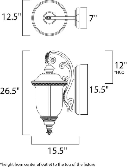 Maxim Carriage House DC 3-Light Outdoor Wall Lantern in Oriental Bronze 3497WGOB