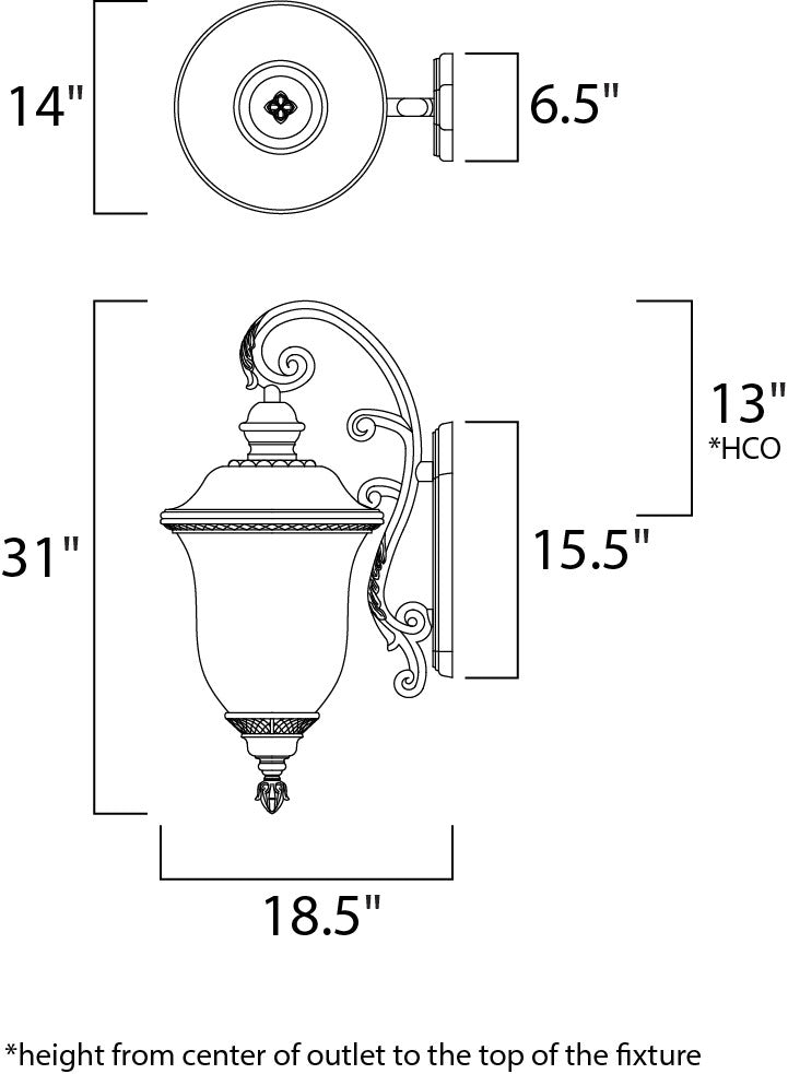 Maxim Carriage House DC 3-Light Outdoor Wall Lantern in Oriental Bronze 3498WGOB