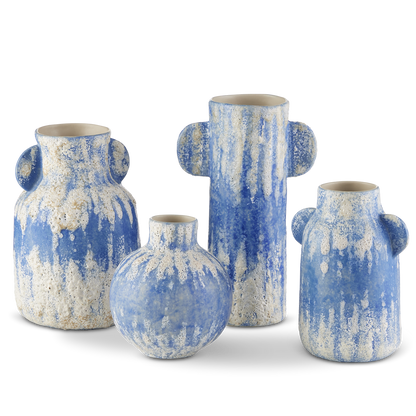 Currey & Co. Set of 4 Paros Blue Vases 1200-0738