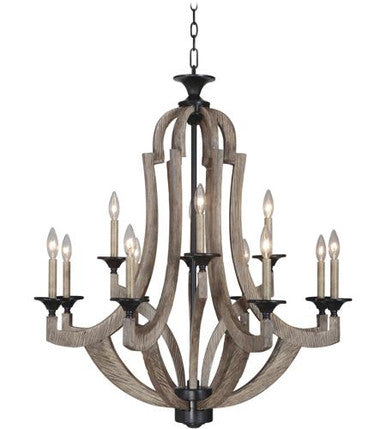 Craftmade 12 Light Chandelier in Weathered Pine 35112-WP