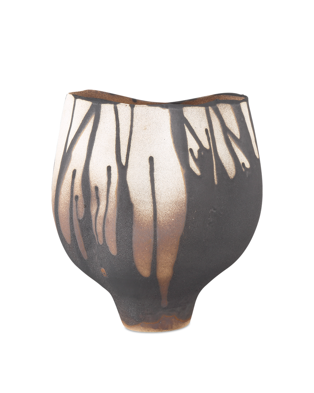 Currey & Co Inoue Medium Vase in Black/Off-White 1200-0873