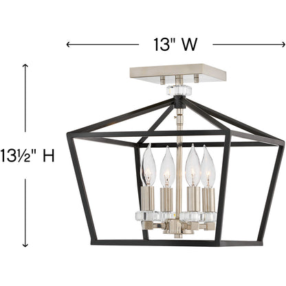 Hinkley Lighting Stinson Medium Semi-Flush Mount Black 3533BK