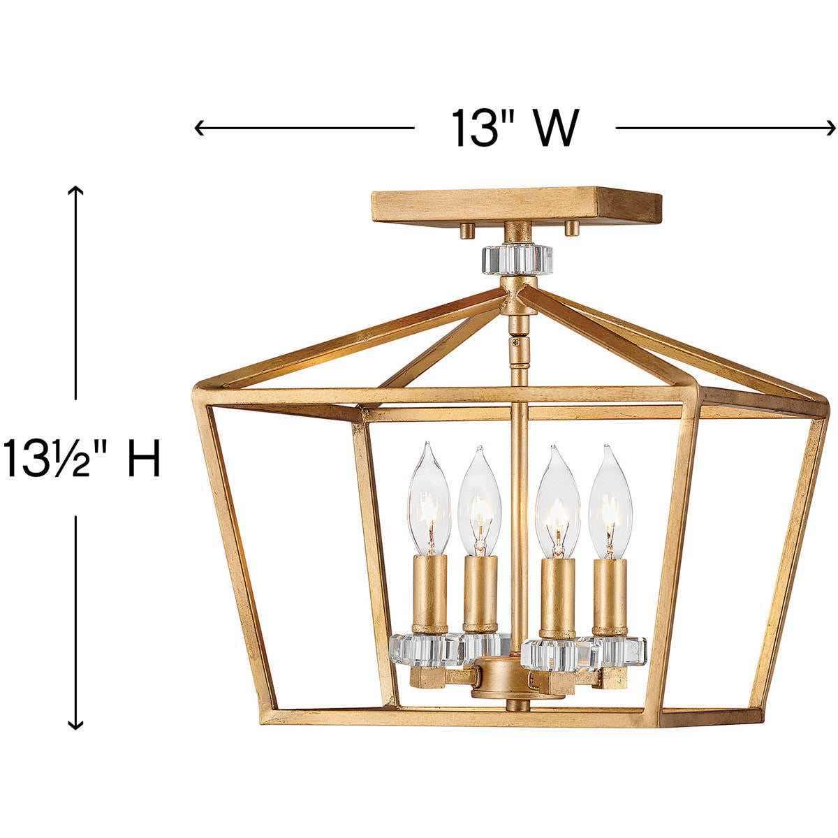 Hinkley Lighting Stinson Medium Semi-Flush Mount Distressed Brass 3533DA