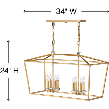 Hinkley Lighting Stinson Eight Light Linear Distressed Brass 3534DA