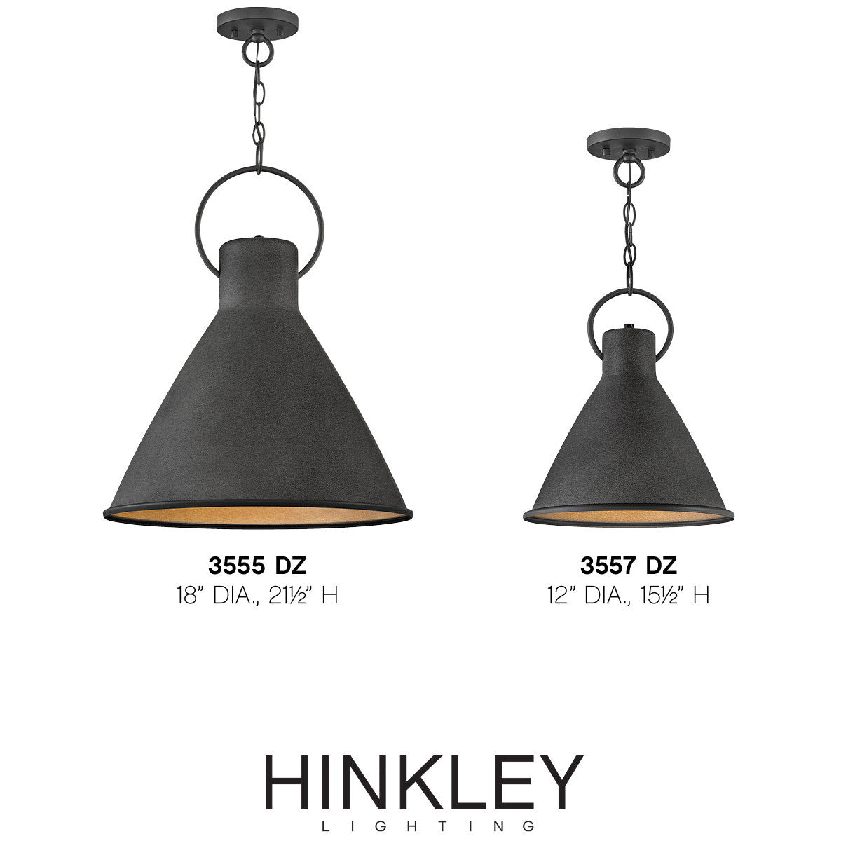 Hinkley Lighting Winnie Medium Pendant Aged Zinc 3555DZ