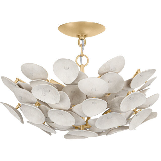 Corbett Lighting AIMI Semi Flush in Vintage Gold Leaf 356-21-VGL