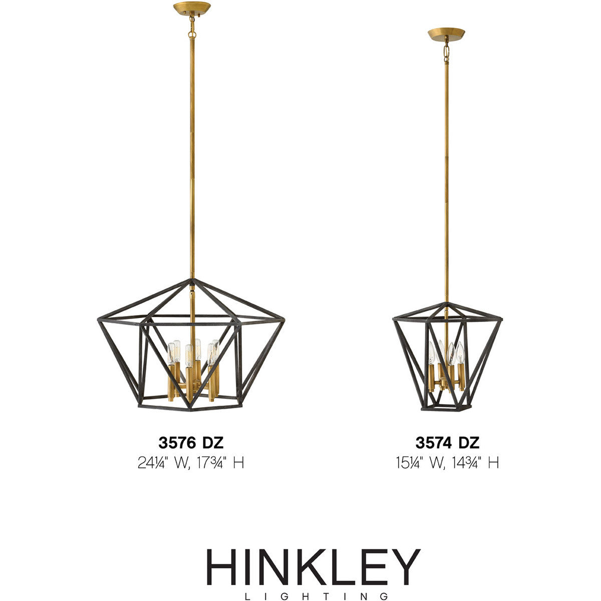 Hinkley Lighting Theory Small Open Frame Pendant Aged Zinc 3574DZ