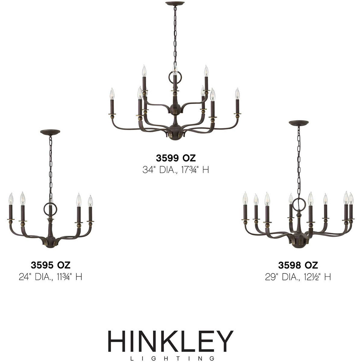 Hinkley Lighting Rutherford Medium Single Tier Oil Rubbed Bronze 3598OZ