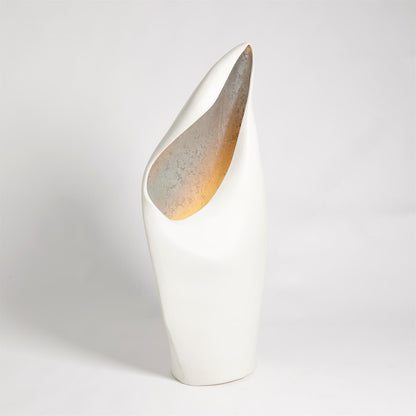 Global Views Cowl Lamp White with Silver Leaf Lg 3.31545