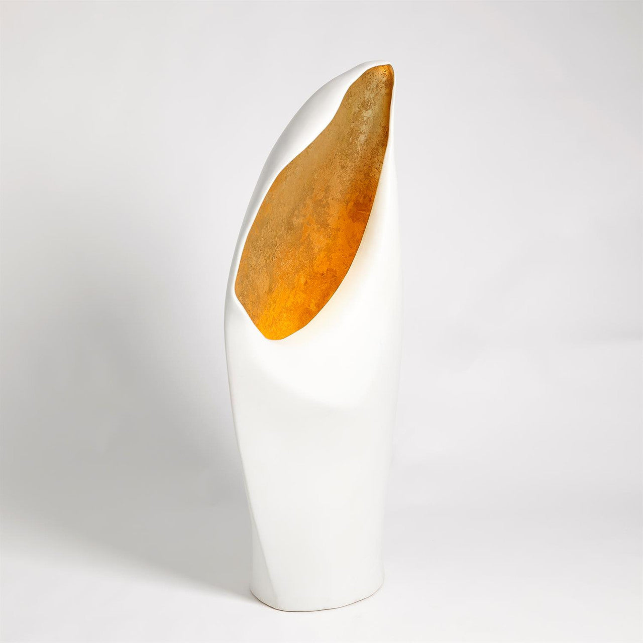 Global Views Cowl Lamp White with Gold Leaf Lg 3.31543