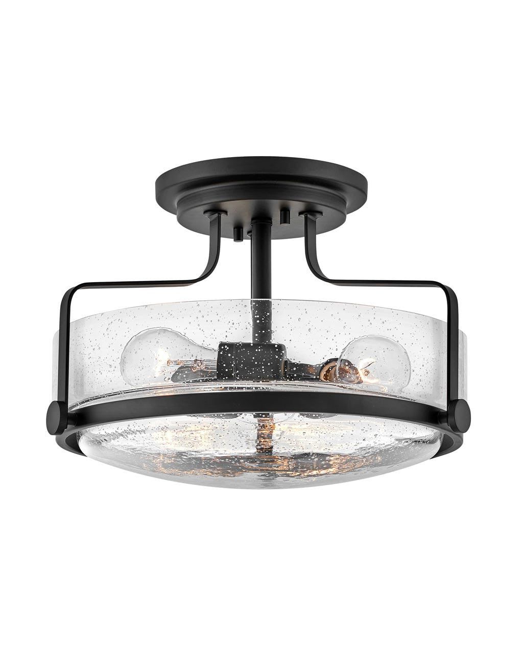 Hinkley Lighting Harper Medium Semi-Flush Mount Black with Clear Seedy glass 3641BK-CS