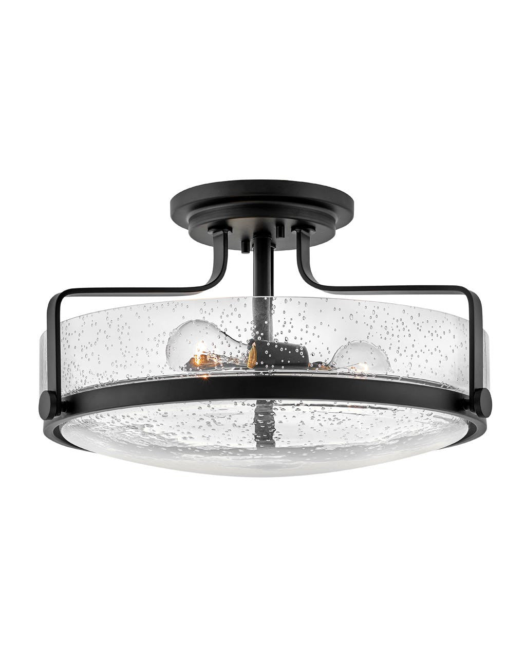 Hinkley Lighting Harper Large Semi-Flush Mount Black with Clear Seedy glass 3643BK-CS