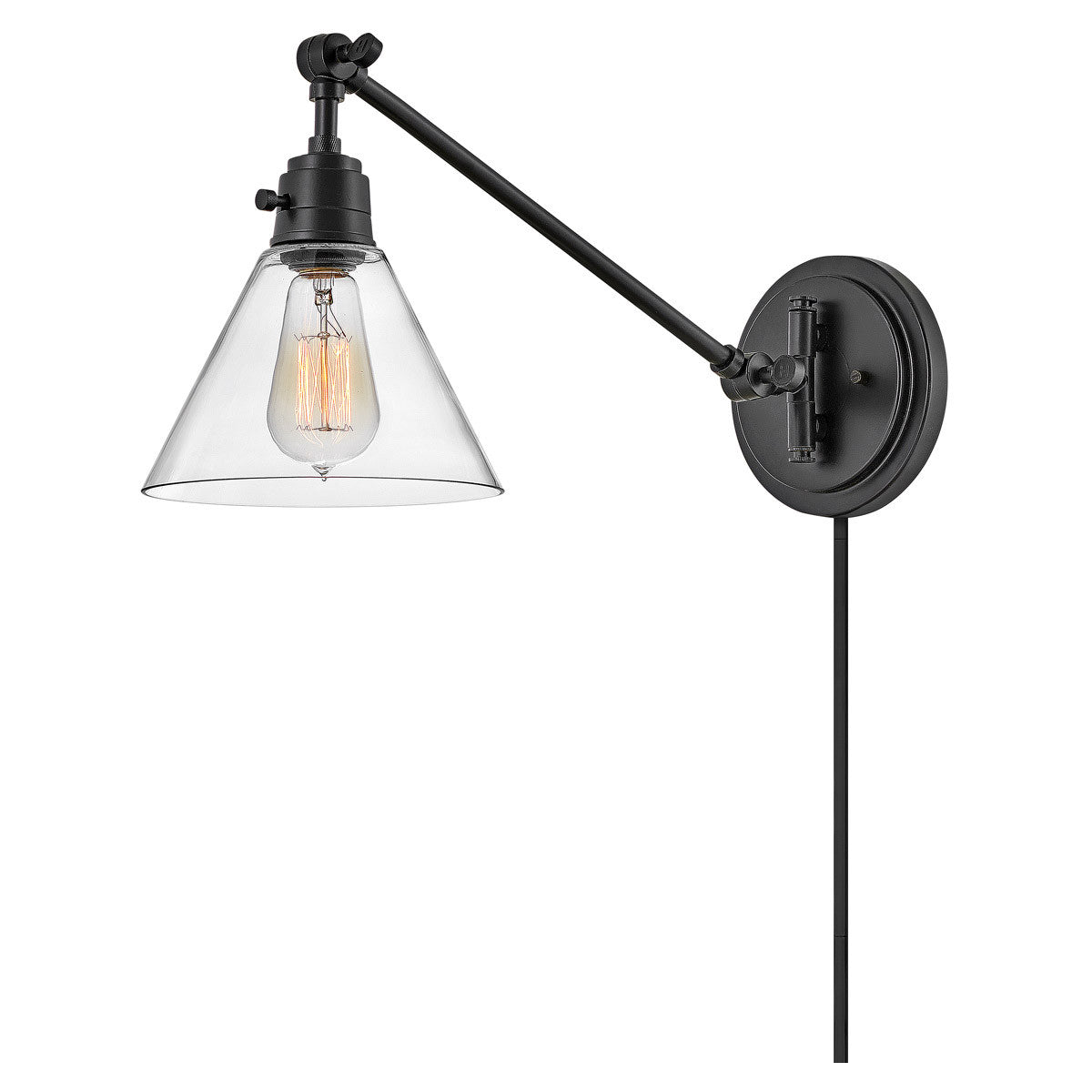 Hinkley Lighting Arti Small Single Light Sconce Black with Clear glass Clear Seedy Glass 3690BK-CL