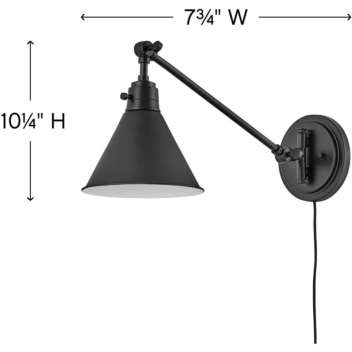 Hinkley Lighting Arti Small Single Light Sconce Black 3690BK