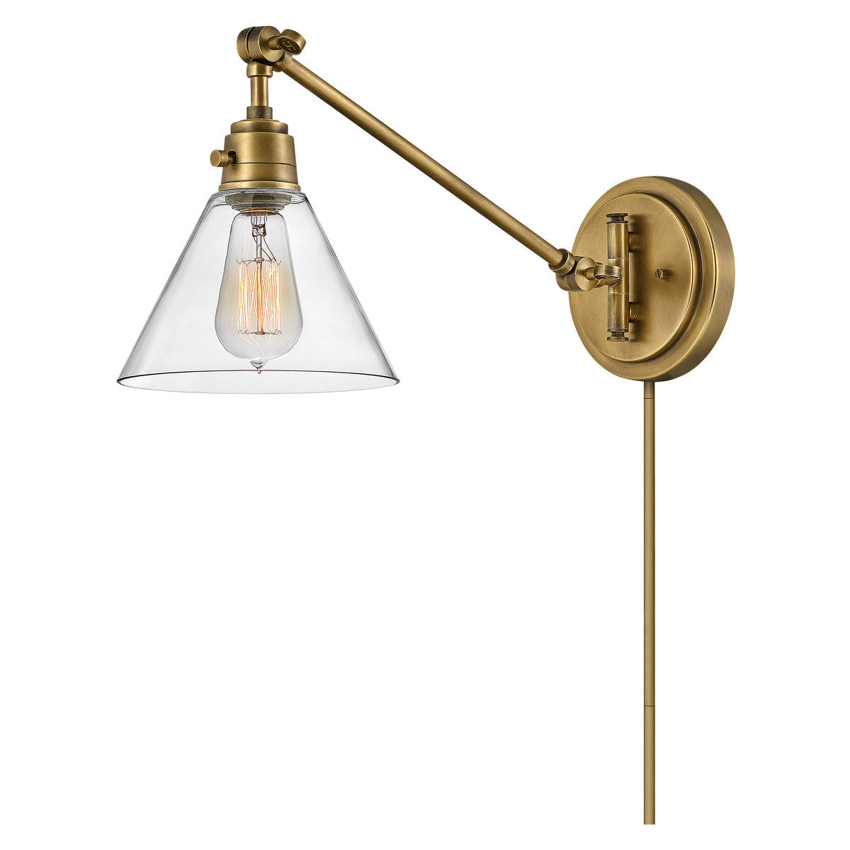 Hinkley Lighting Arti Small Single Light Sconce Heritage Brass with Clear glass Clear Seedy Glass 3690HB-CL