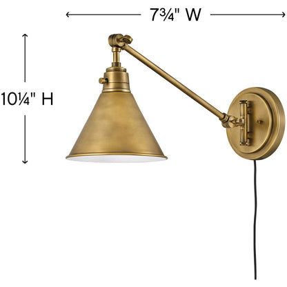 Hinkley Lighting Arti Small Single Light Sconce Heritage Brass 3690HB