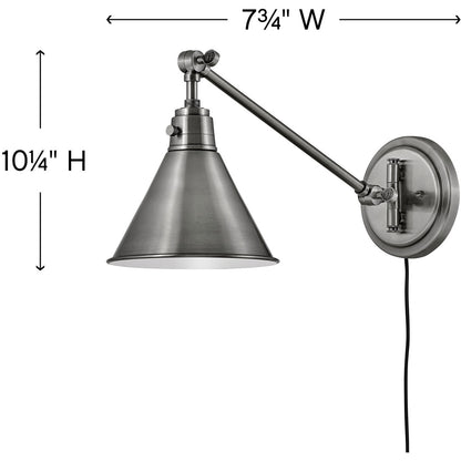 Hinkley Lighting Arti Small Single Light Sconce Polished Antique Nickel 3690PL