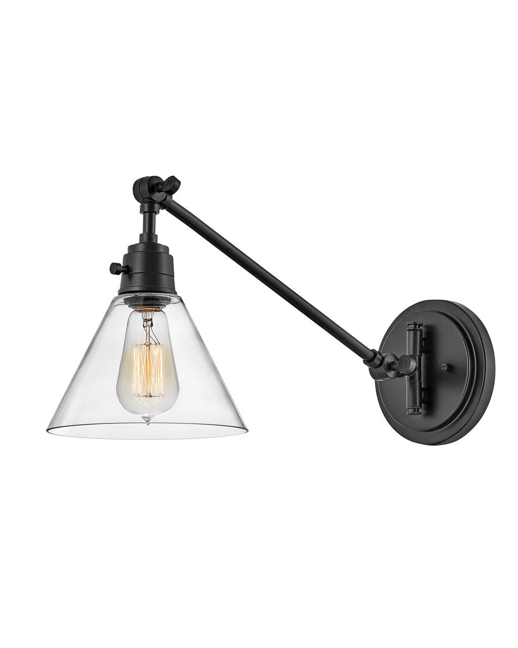 Hinkley Lighting Arti Small Single Light Sconce Black with Clear glass Clear Seedy Glass 3690BK-CL