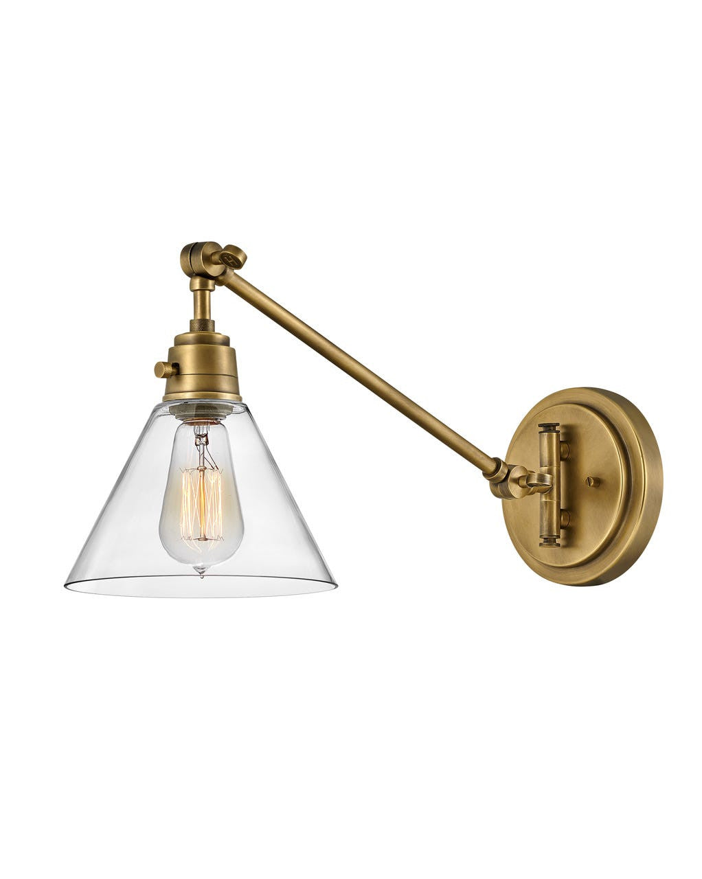 Hinkley Lighting Arti Small Single Light Sconce Heritage Brass with Clear glass Clear Seedy Glass 3690HB-CL